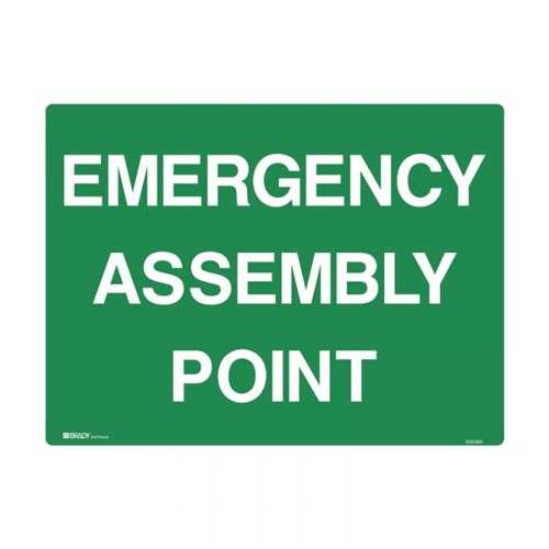 Metal Emergency Assembly Point 225x300mm White On Green